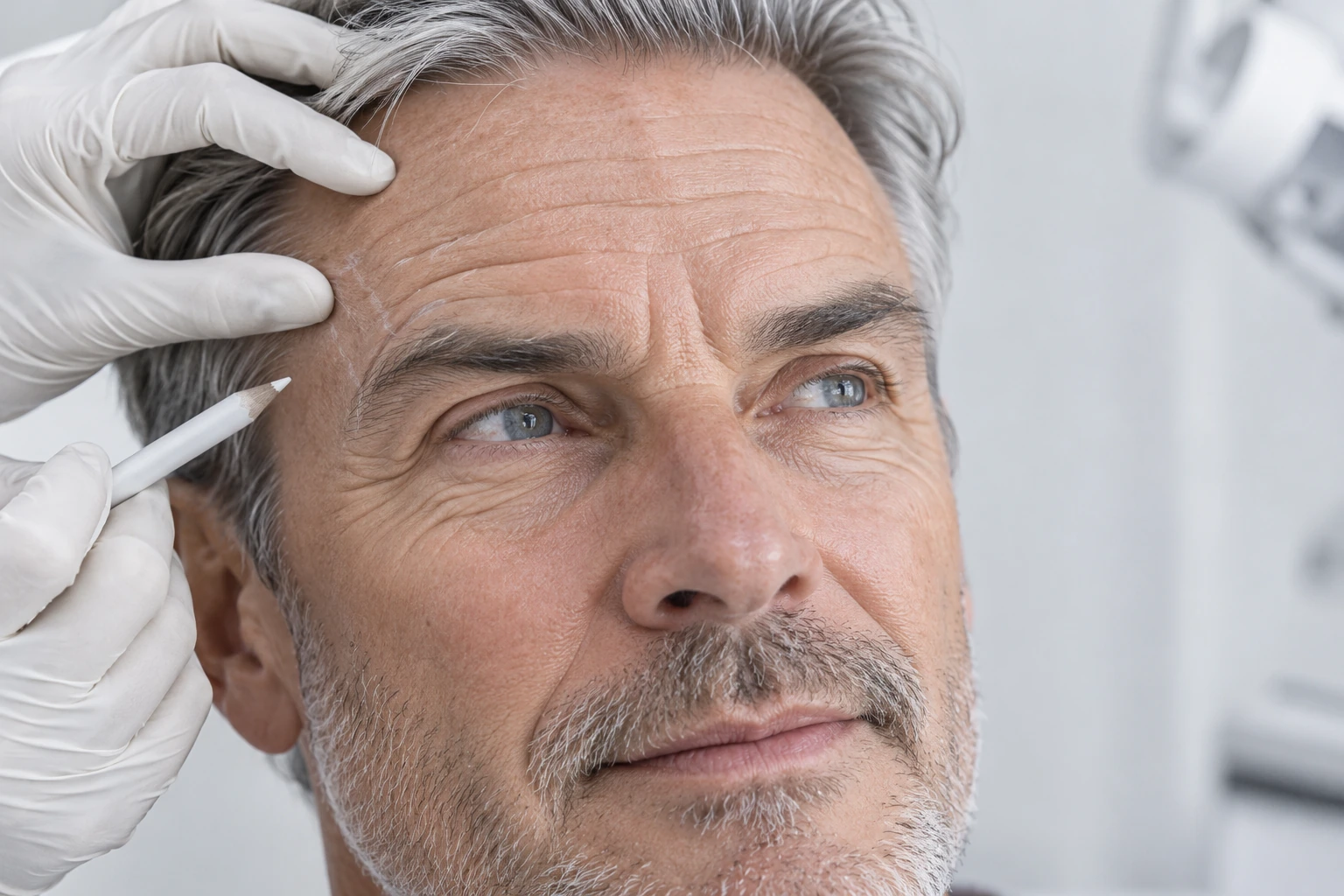 Mature male client at an anti-wrinkle consultation